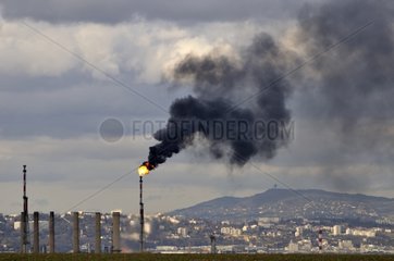 Black smoke from a flare due to a technical accident France