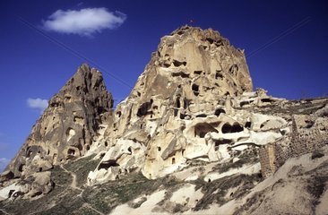 Uchisar castle in Cappadoce Turkey
