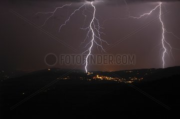 Violent lightnings next to Cruseilles Haute-Savoie France