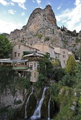 Village of Moustier Sainte Marie on the side of the rock