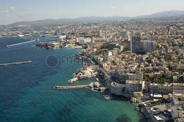 Air shot of the Corniche in Marseille France
