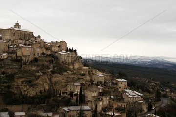 The village of Gordes in the Vaucluse mountains of snow