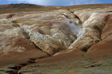 Fumarole on an eroded rhyolite dome Krafla Iceland