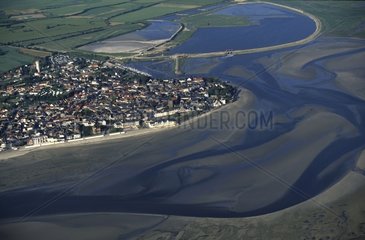 Le Crotoy and the channel at low tide Bay of Somme France