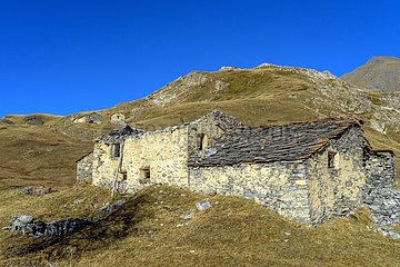 The hamlet of Chavière in Haute Maurienne  Termignon hamlet above  the road of Plan du Lake Alps France