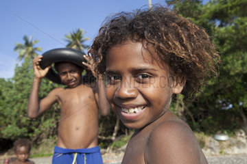Portrait of girl on the beach - Tanna Island Vanuatu