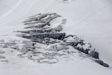 Crevasses on the Girose glacier in the Alps Ecrins PN France