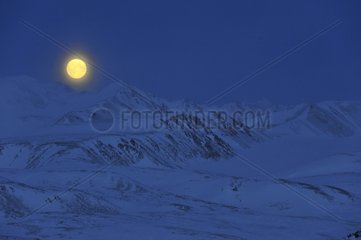 Moonlight on the mountains of Roscoe Greenland