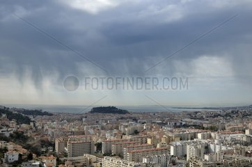 Virgas and rainfall above Nice - France