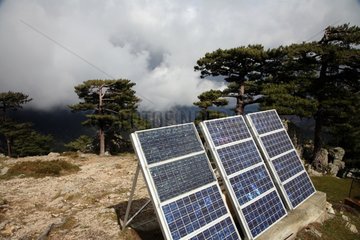 Solar panels in the Bavella massif in Corse France