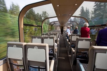 Observation car of the first class train Canadian Via Rail