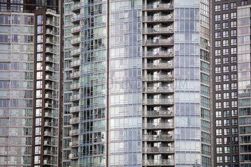 Reflections on building facades Vancouver Canada