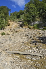 Collapse cliff and mudslide on the departmental road  Soulce cernay  Franche-Comte  France