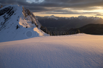Landscape at dusk  Alps Vaud  Switzerland