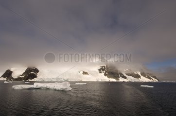 Fog on the coast Lemaire Channel Antarctic Peninsula