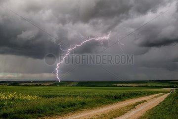 Storm of cold air over the countryside in spring - France