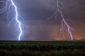 Heat storm over the countryside in summer - France