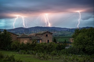Thunderstorm and lightning on the Monts du Lyonnais - France