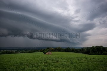 Heavily rainy storm at the foot of the Pyrenees - France