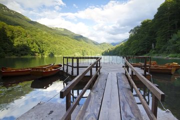 Pier and boats in the NP of Biogradska Gora in Montenegro