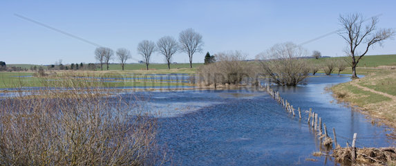 Drugeon swollen river and floodplain - France