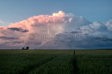 Supercell storm over the countryside - France