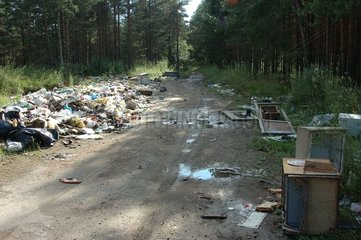 Discharge wild at exit from village in Russia