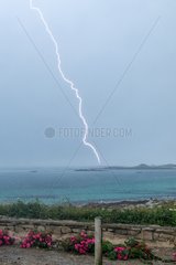 Thunderstorm over the Channel in summer - Brittany Pointe France