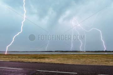Thunderstorm and lightning above the Atlantic Coast - France