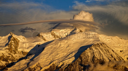 Storm clouds at sunset on the Mont Blanc Massif - France