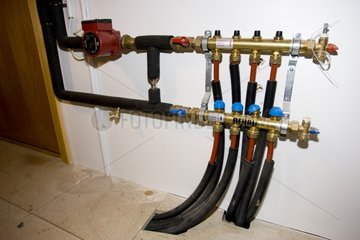 Input pipes from ground source heat pump system UK