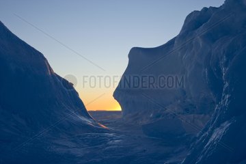 Canyon in an iceberg frozen in the ice Adélie Land
