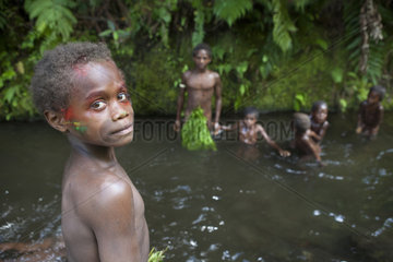 Portrait of Boy in a river bank - Tanna Vanuat