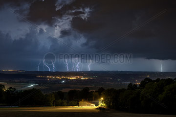 Strong thunderstorms in the night on Aurillac - France