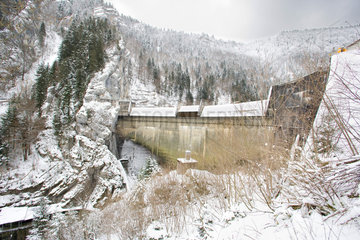 Chatelot electric dam in winter - France / Switzerland