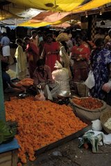 Marché aux fleurs traditionnel de Mysore Inde