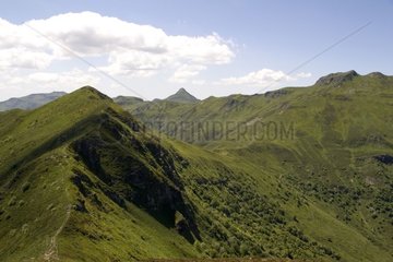 Path on the ridge of volcanos Cantal France
