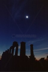 Total phase of solar eclipse in an ancient city Turkey
