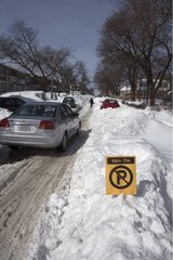 Montreal street after a snowy winter storm Canada