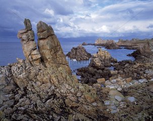 Granitics tors in der NÃ¤he von CrÃ©ac'h auf Ouessant Island Frankreich