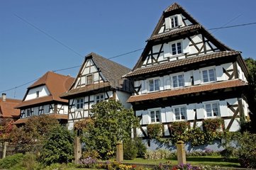 Half-timbered houses in Seebach in the north of Alsace