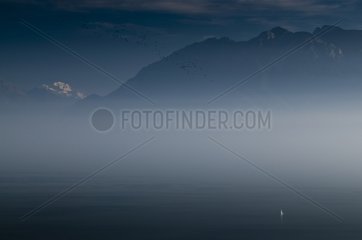 Lake Geneva and Grand Combin in Switzerland