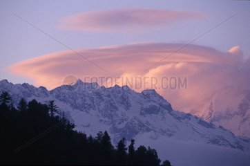 Sunset on Himalaya mount Nepal