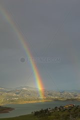 Rainbow and landscape of the Axarquia in Andalusia