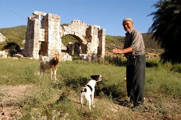 Hirte vor römischen Ruinen Patara Türkiye