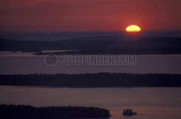 Sunrise on lake Pielinen viewed from Ukko-Koli Finland