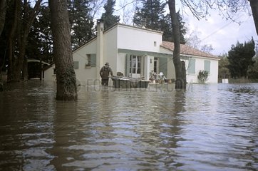 House flooded during the flooding of the Rhône Camargue