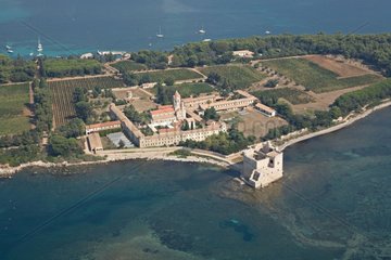 Aerial view of the island monastery of Saint-Honorat