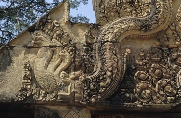 Tempel von Angkor Banteay Srei Cobra bei 7 Köpfen Kambodscha