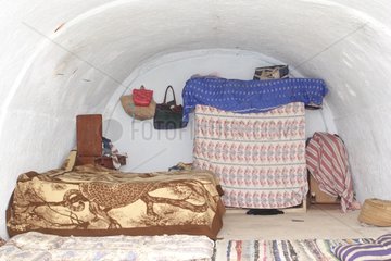 Bedroom cave in the village of Matmata Tunisia